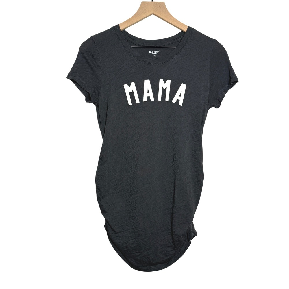 Old Navy Womens Maternity Mama Shirt S Gray Fitted Pregnant Motherhood Stretch